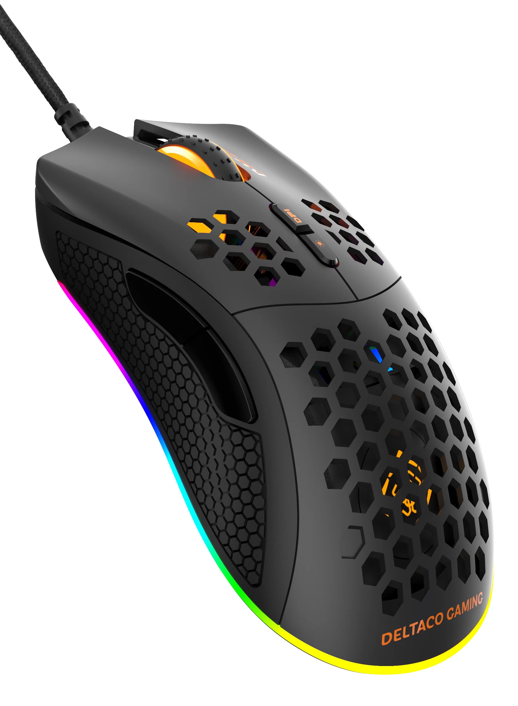 Deltaco Gaming DM210 RGB – Gaming-Maus – Kabelgebunden (USB-A), 6400 DPI, Rechtshänder, Schwarz