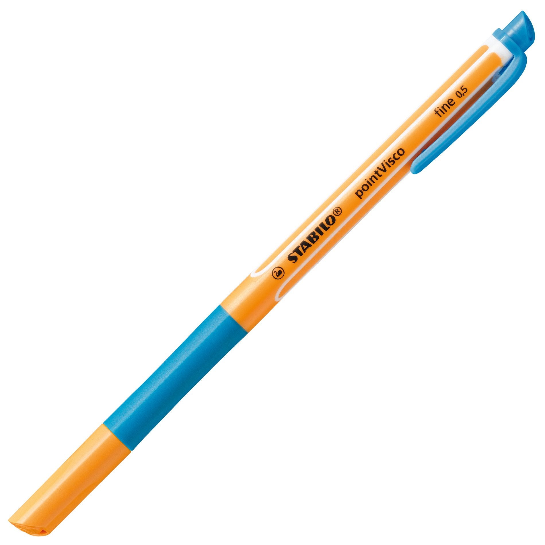 STABILO pointVisco 1099 – Tintenroller, 0,5 mm, Hellblau, mit Kappe, Kunststoff, Orange