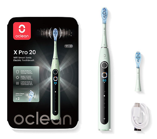 Oclean Schallzahnbürste X Pro 20 – IPX7, Akku – 2 Bürstenköpfe, Grün
