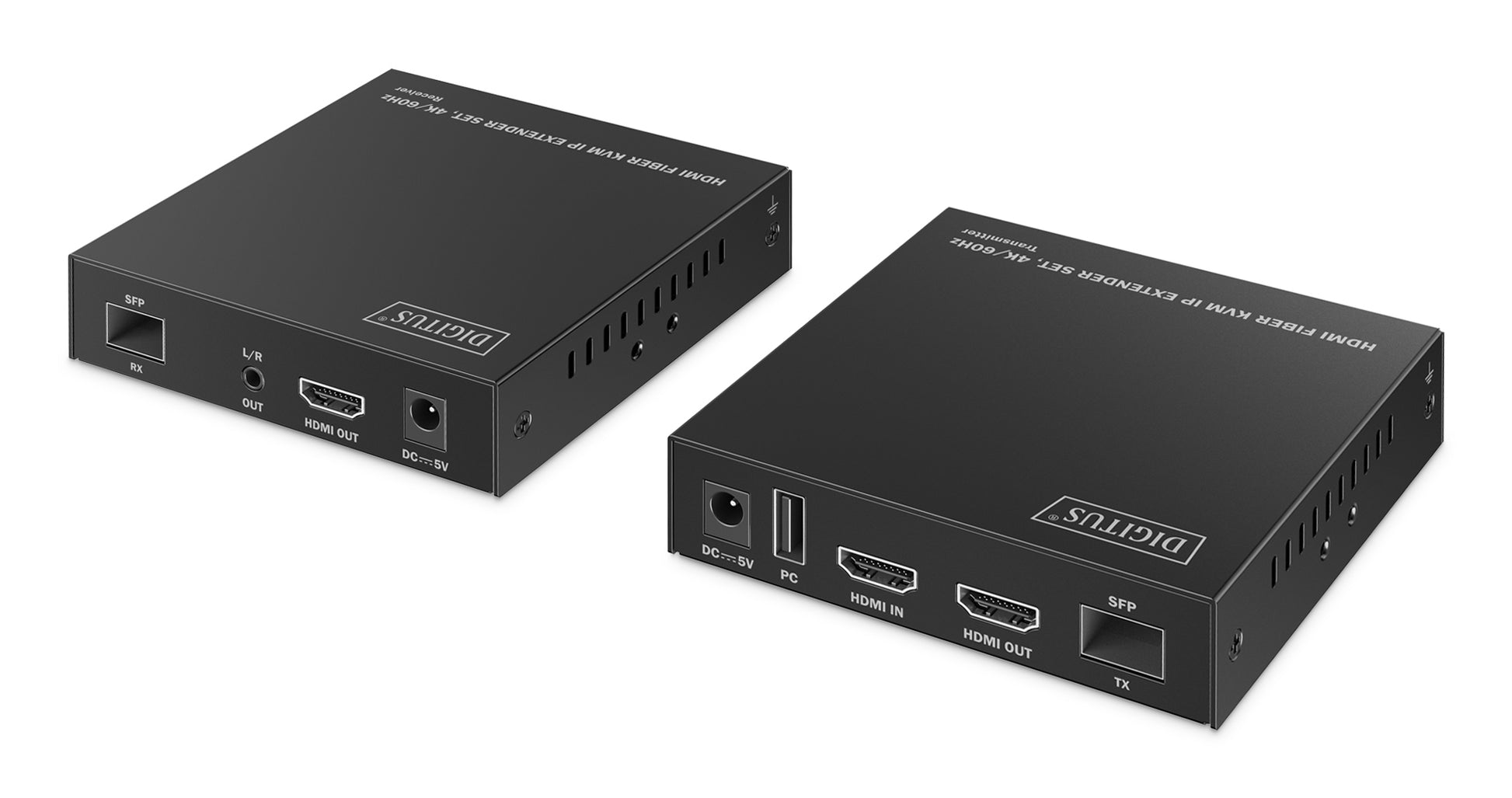 Digitus HDMI KVM-Extender über Glasfaser, bis 40'000 m, 4K (3840 × 2160), 18 Gbit/s, Set, RS-232