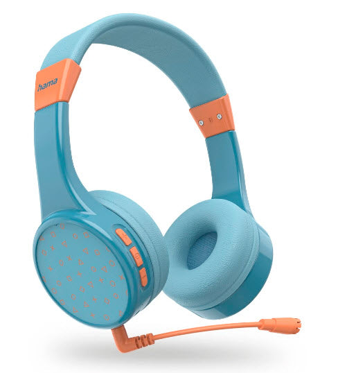 Hama Teens Guard II – On-Ear Headset – Bluetooth, max. 85 dB, Abnehmbares Mikrofon – Blau/Orange – bis 50 h