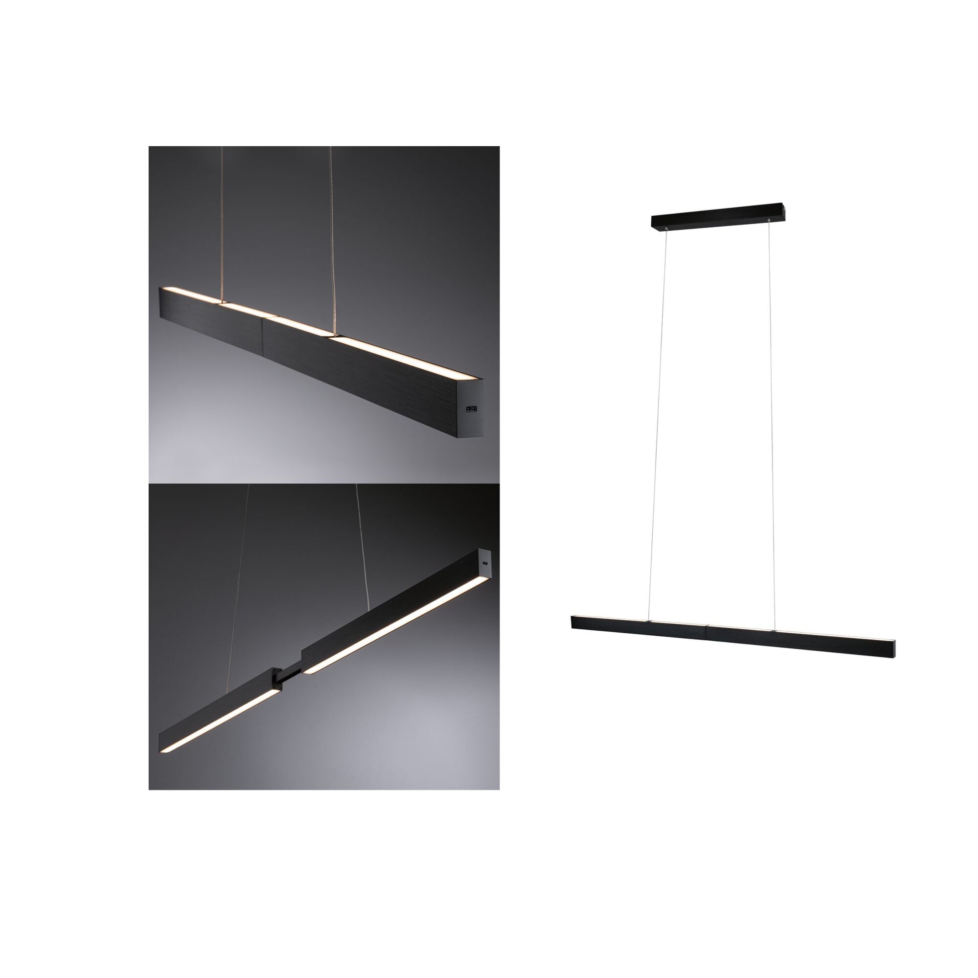 Paulmann Pendelleuchte Aptare – 180 × 5 × 150 cm, 4100 lm, 16,5 W, 2700 K, dimmbar, schwarz