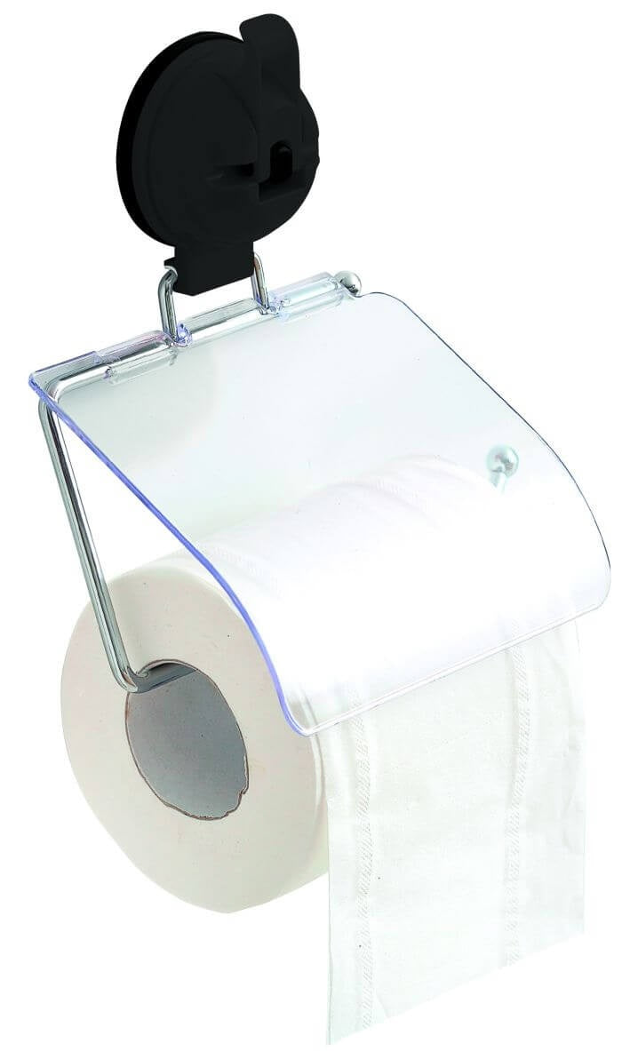 Eurotrail Toilettenpapierhalter – ABS, Anthrazit, wandmontiert, klebend, mit Saugnapf, 21 × 16 cm