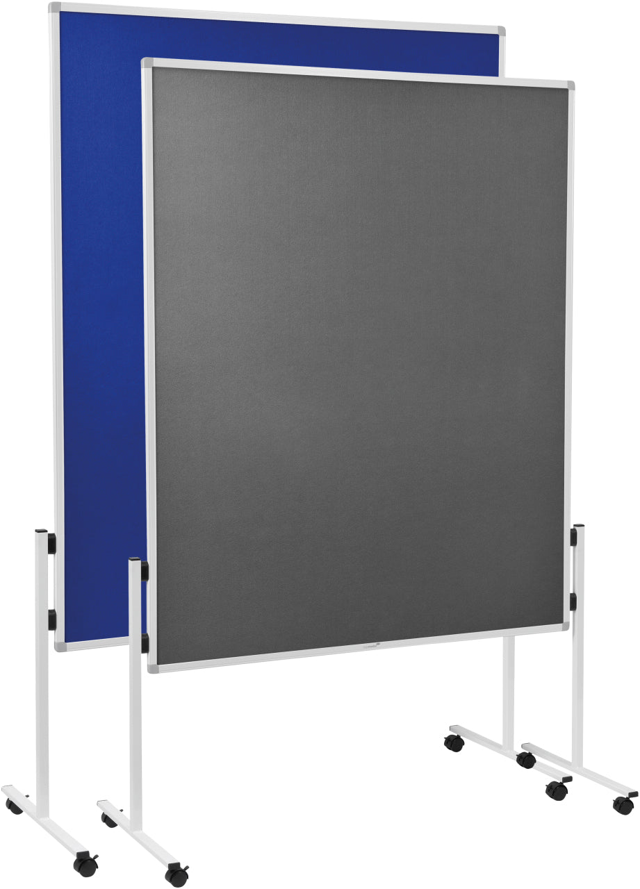 Legamaster Moderationswand Economy – Filz, mit Rollen, doppelseitig – 120 × 150 cm – Blau, Alurahmen