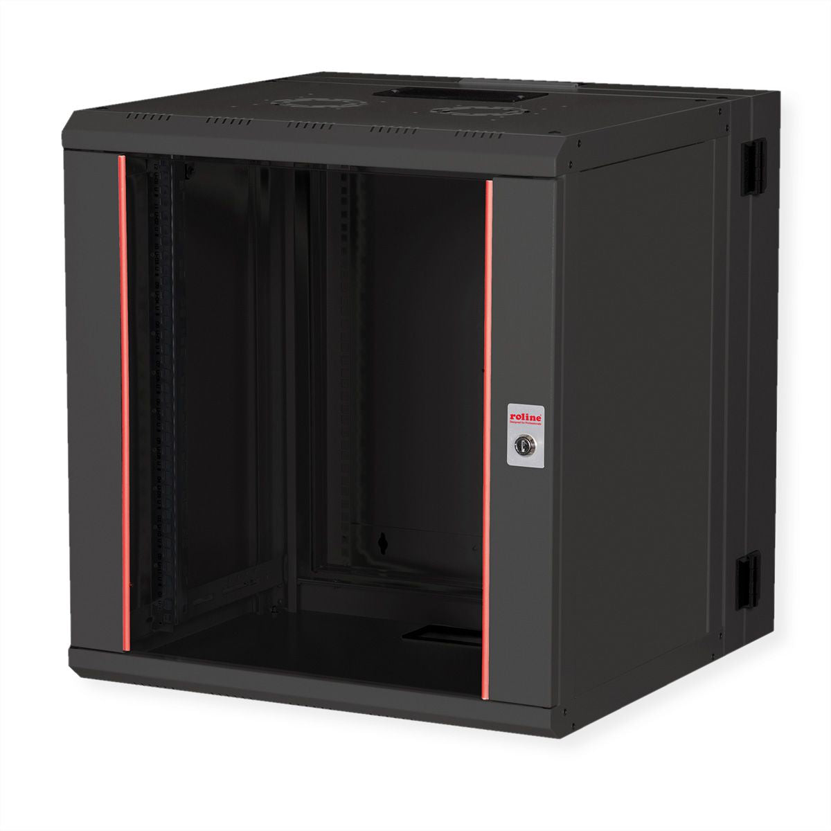 ROLINE Pro – 19" Wandverteiler 12U, IP20, abschliessbar, 600 × 600 × 640 mm, schwarz, Stahl