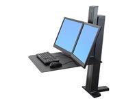 Ergotron WorkFit-SR – Tischhalterung, Dual, bis 24", 11,4 kg, höhenverstellbar, Lift, Neigen, Drehen, Schwarz
