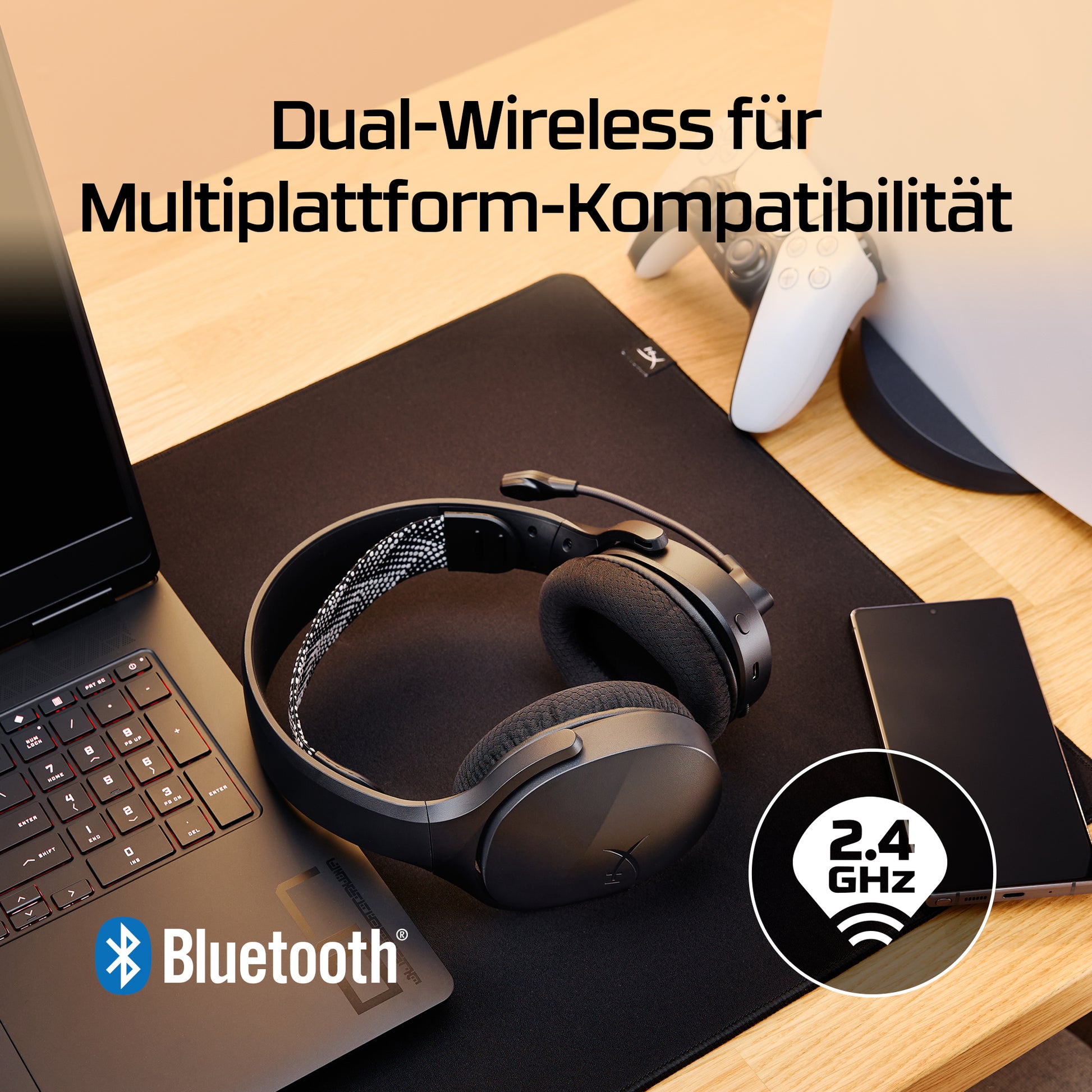 HyperX Cloud Jet Gaming-Headset – Over-Ear, Stereo, BT, mit USB-A-Dongle, für PC, PS5, PS4 u. a., Schwarz