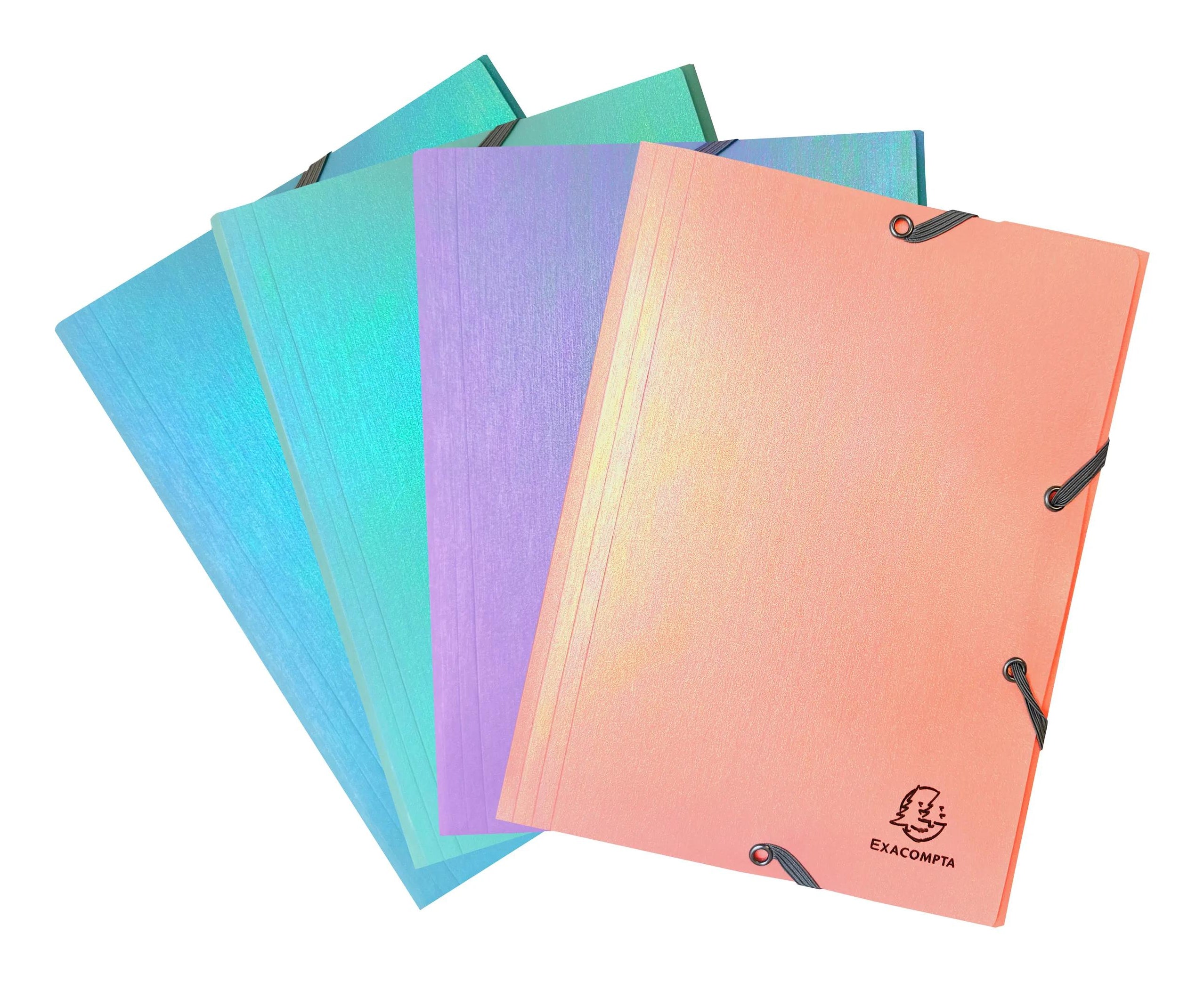 Exacompta Gummibandmappe A5 – 3 Klappen, Polypropylen (PP), mehrfarbig, bis 100 Blatt
