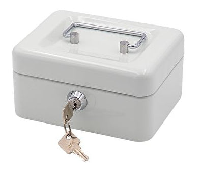 Wedo Geldkassette – mit Schlüssel – 15,2 × 11,5 × 8 cm – weiss – Stahl