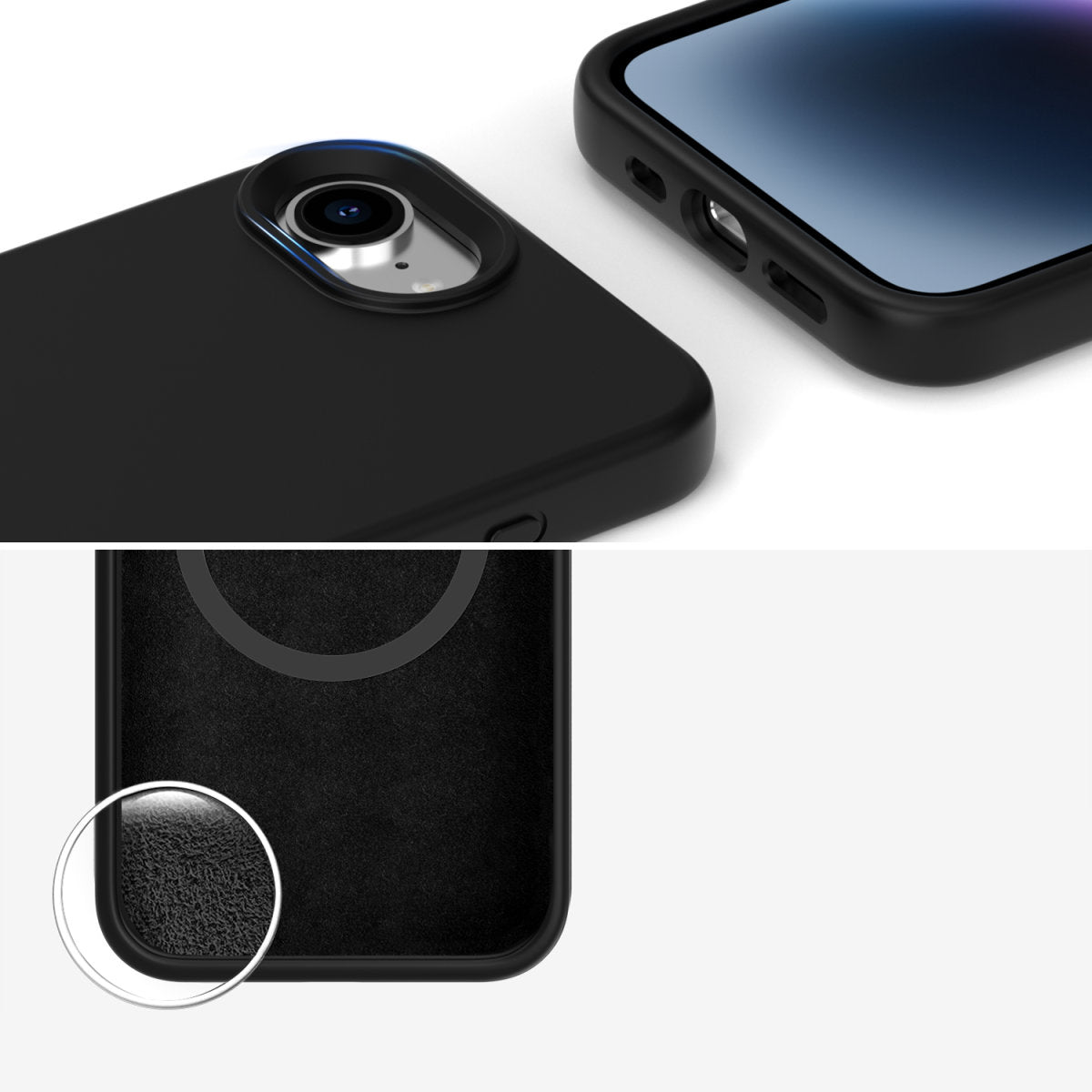 4smarts Cupertino Backcover – für Apple iPhone 16e, MagSafe, Silikon, Schwarz