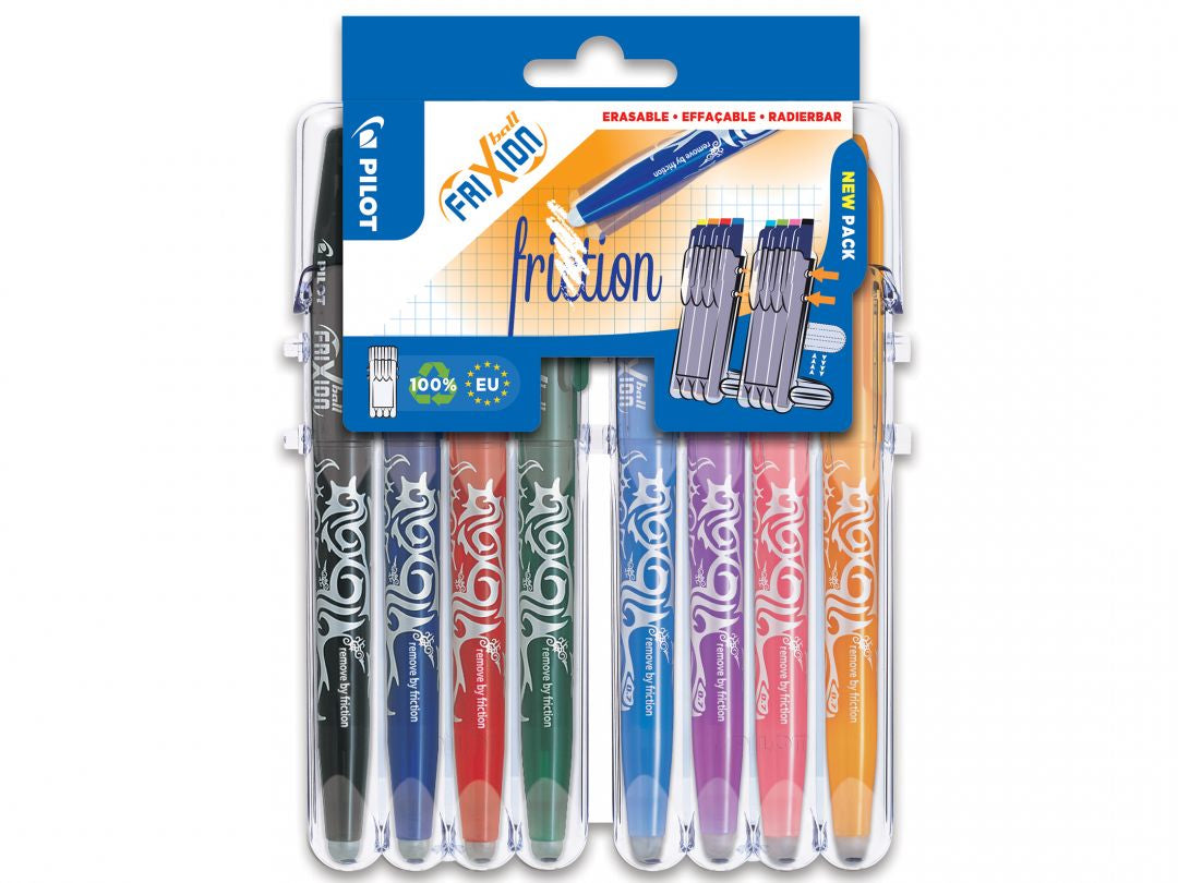 Pilot FriXion Ball – Tintenroller, 0,7 mm, sortiert, radierbar, Druckmechanik, Kunststoff – 8 Stk.