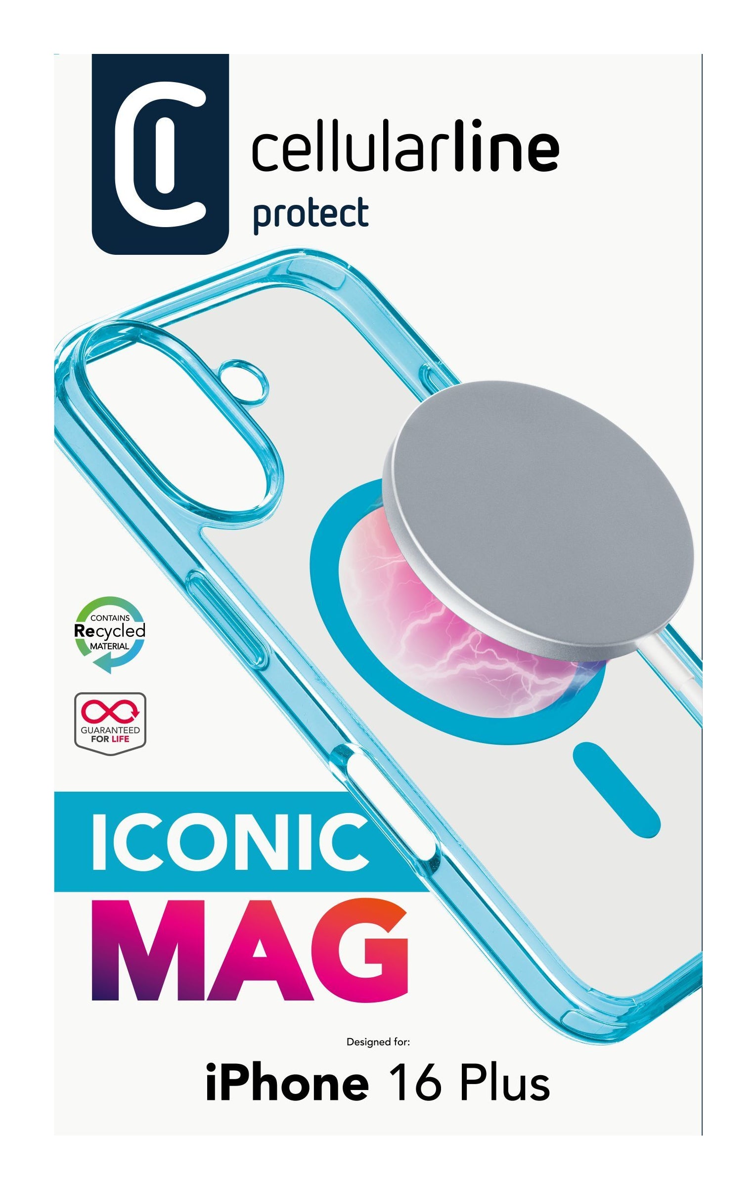 Cellularline Backcover – für Apple iPhone 16 Plus – hellblau – MagSafe-kompatibel