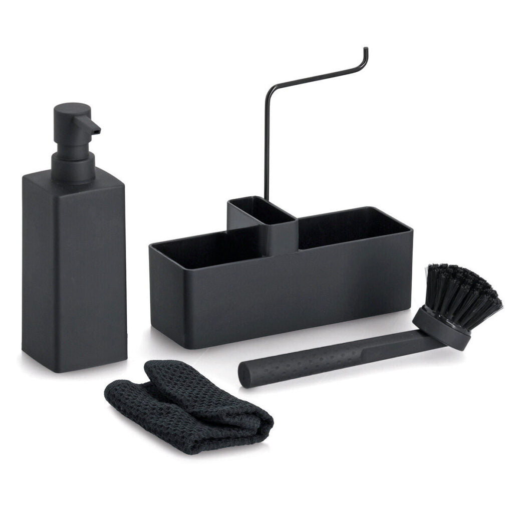 Zeller Present Utensilienhalter (wandmontiert) 20,2 × 7 × 20 cm, Kunststoff (ABS/PP)/Silikon, schwarz