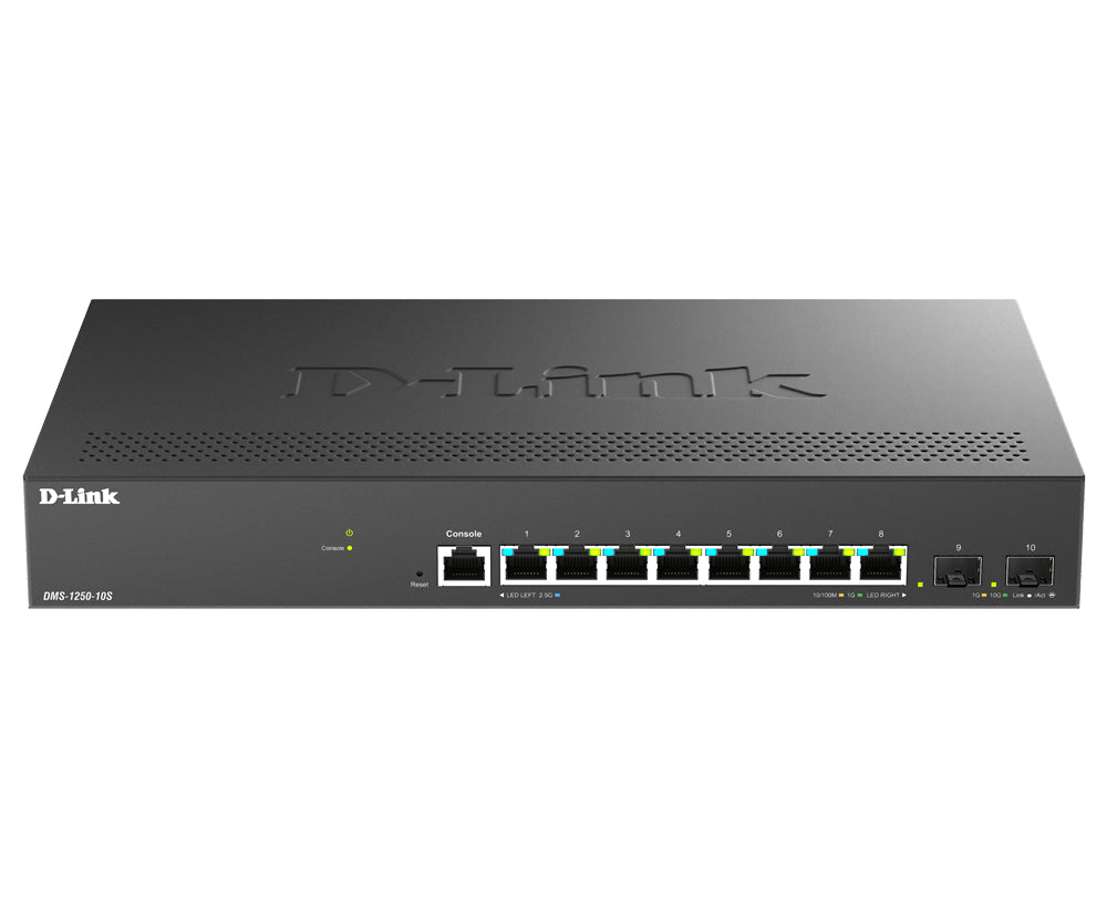 D-Link DMS-1250-10S/E – Managed Switch – 8×2.5G, 2×10G SFP+, L2, 1U