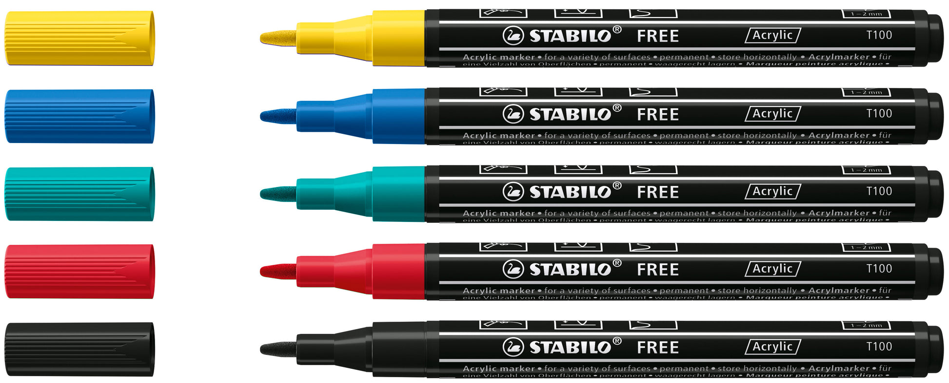 STABILO Acrylmarker – farbig sortiert, 5er Set