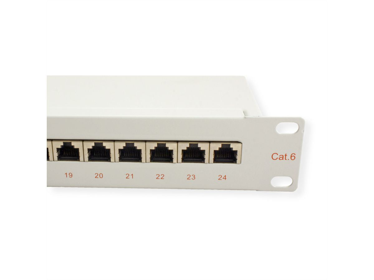 ROLINE Patchpanel Cat.6 (Klasse E) – 24× 1G, geschirmt, 19", 1U, grau