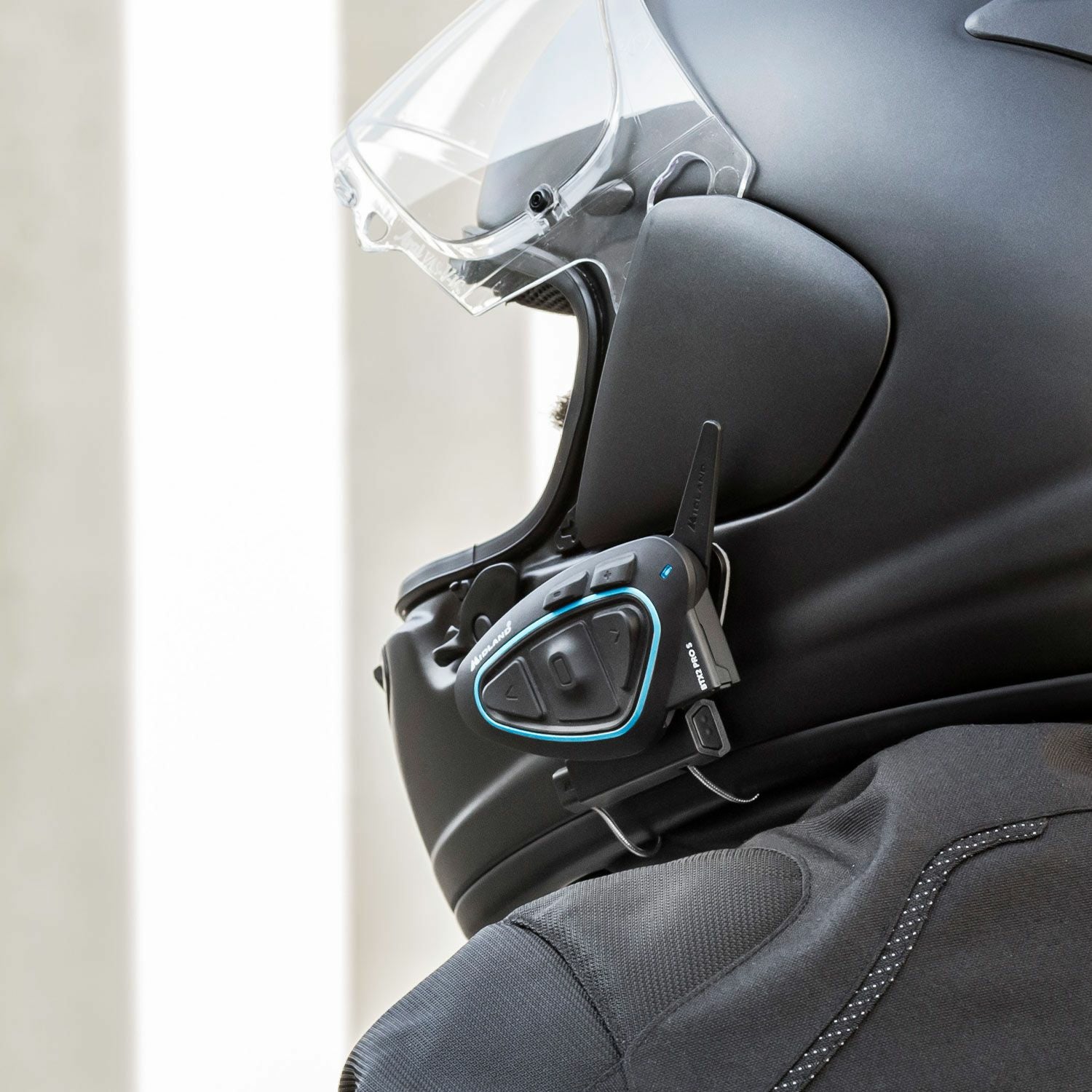 Midland BTX2 Pro S Lautsprechertelefon – Bluetooth – IPX6, für Motorrad – Schwarz/Blau