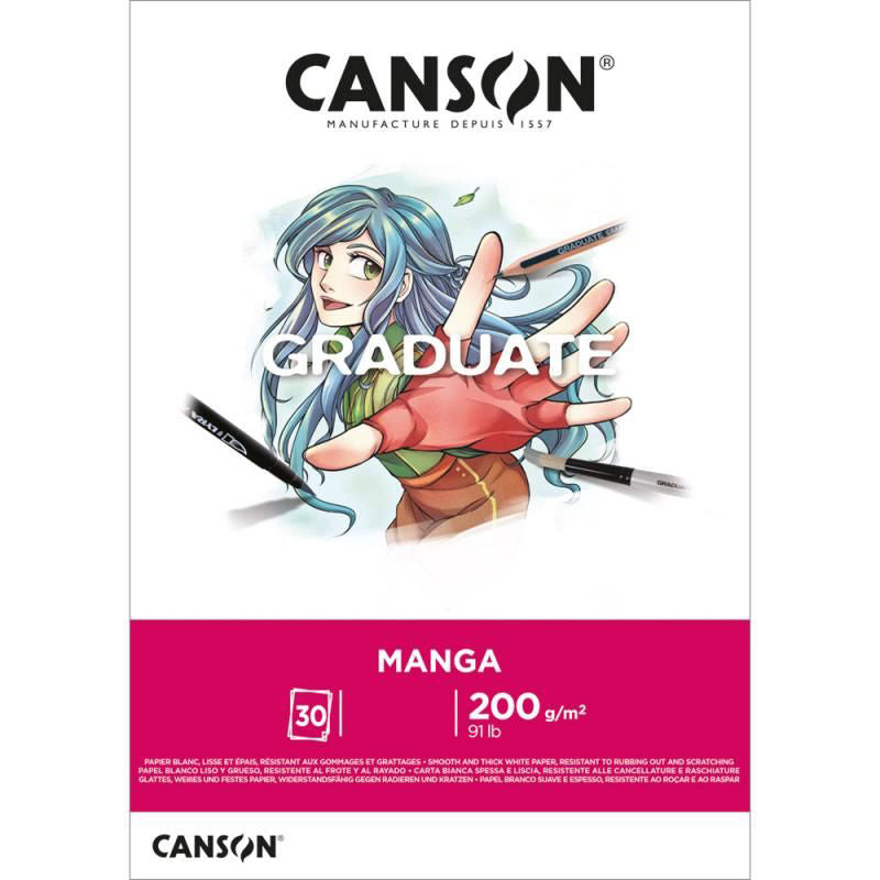 Canson Graduate Manga Skizzenblock – A3 – 200 g/m² – 30 Blatt, weiss, glatt