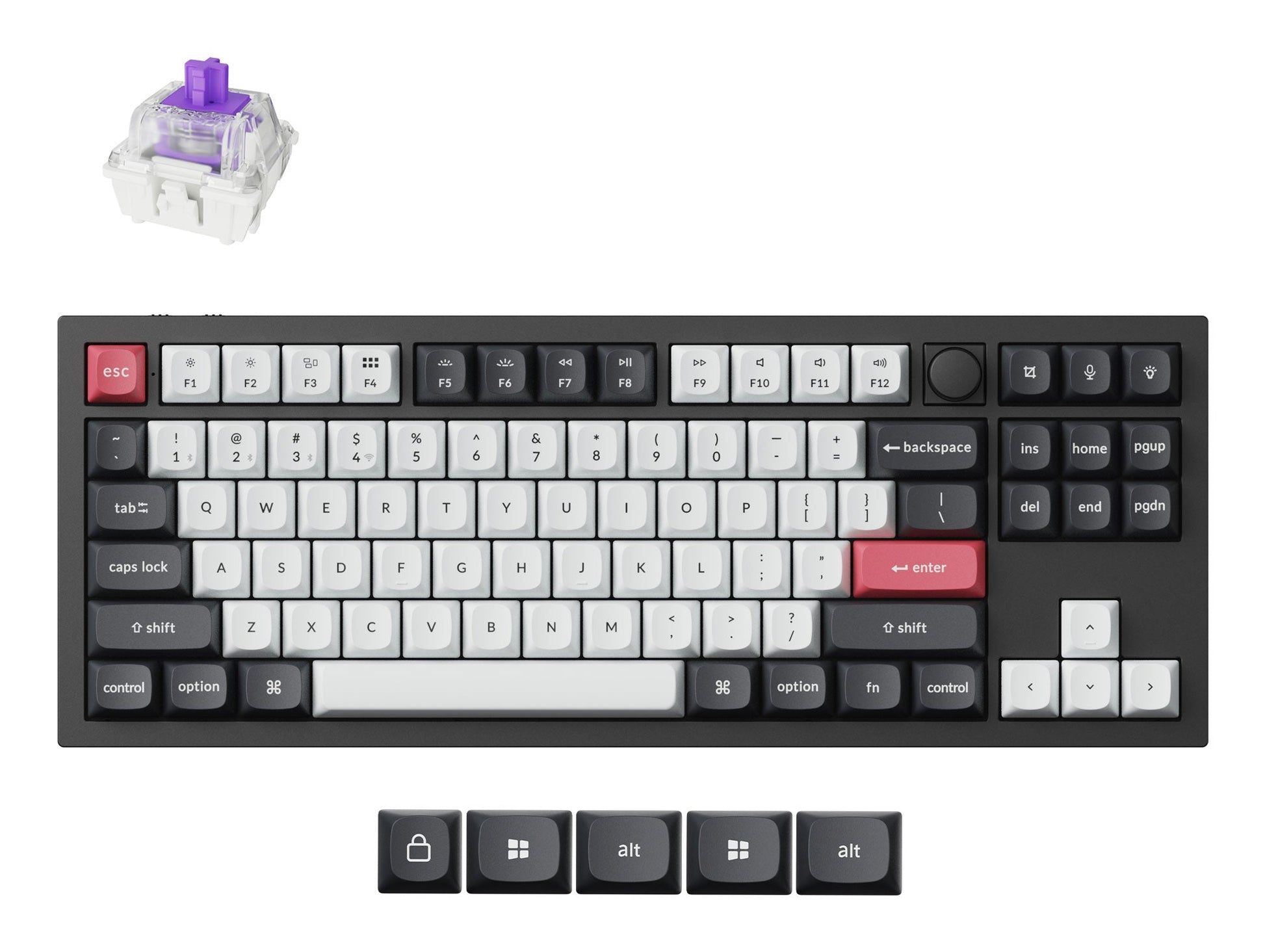 Keychron Q3 HE – Tastatur TKL – Mechanisch – Bluetooth & 2,4 GHz, USB-C – RGB – QWERTZ (CH) – Schwarz