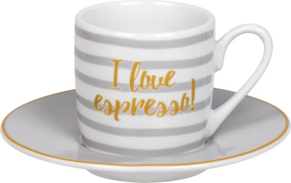 Könitz Porzellan Könitz Espressotasse Love – 4er Set, 85 ml, Porzellan, Weiss, spülmaschinenfest, mikrowellengeeignet