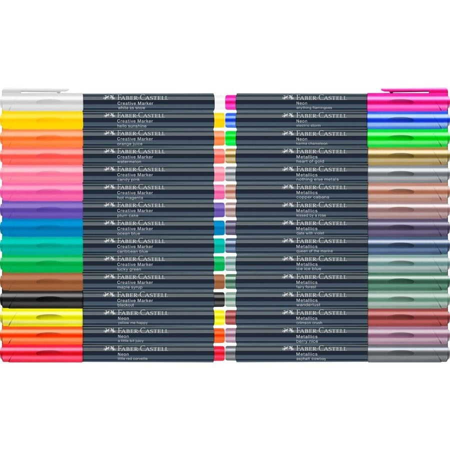 Faber-Castell Non-Permanent Marker Creative – Rundspitze 1,5 mm – Sortiert – 30er-Set – Trocken abwischbar