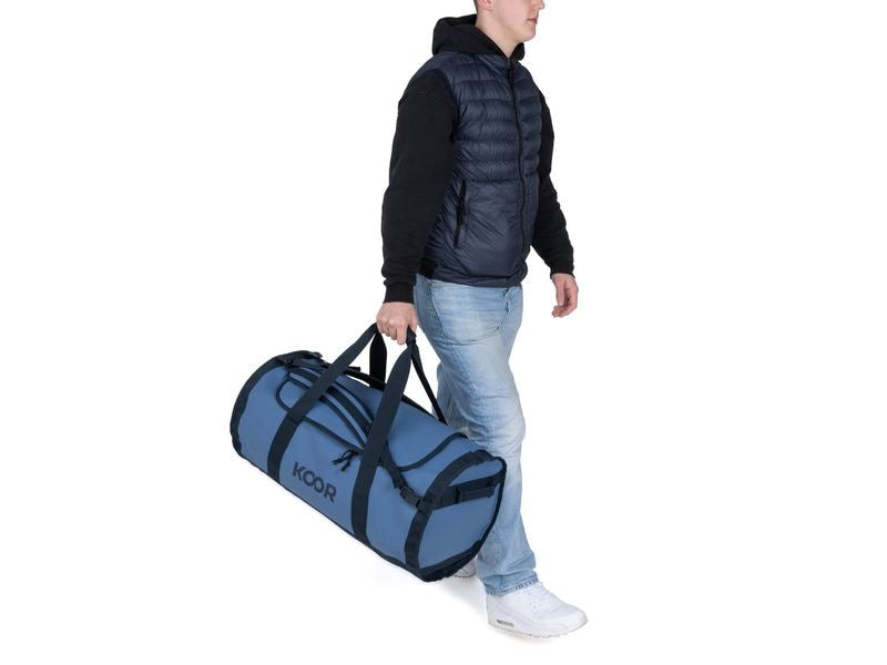 KOOR Sporttasche – 70 l, aus rPET, blau, 38,5 × 38,5 × 73 cm