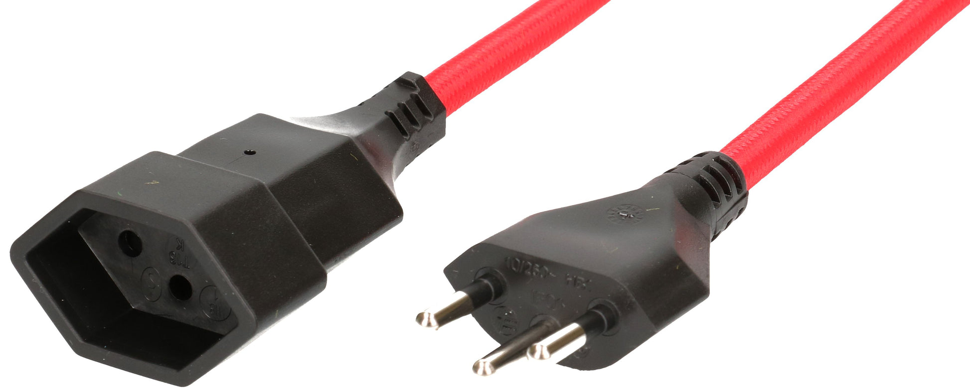 MaxTex Verlängerungskabel – T13–T12, 3 m, H05VV-F, 1 mm², Rot