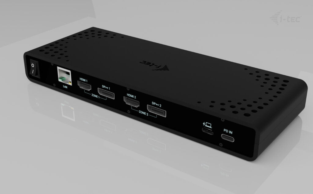 i-tec Uni Dual 4K Dockingstation – USB-C, 2× DP, 2× HDMI, 4× USB-A, 85 W PD, GbE, für Windows/Mac/ChromeOS