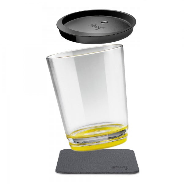 Silwy Trinkbecher – 250 ml, 8,2 × 10,0 cm, Kunststoff, Gelb, mit Deckel, bruchfest, BPA-frei