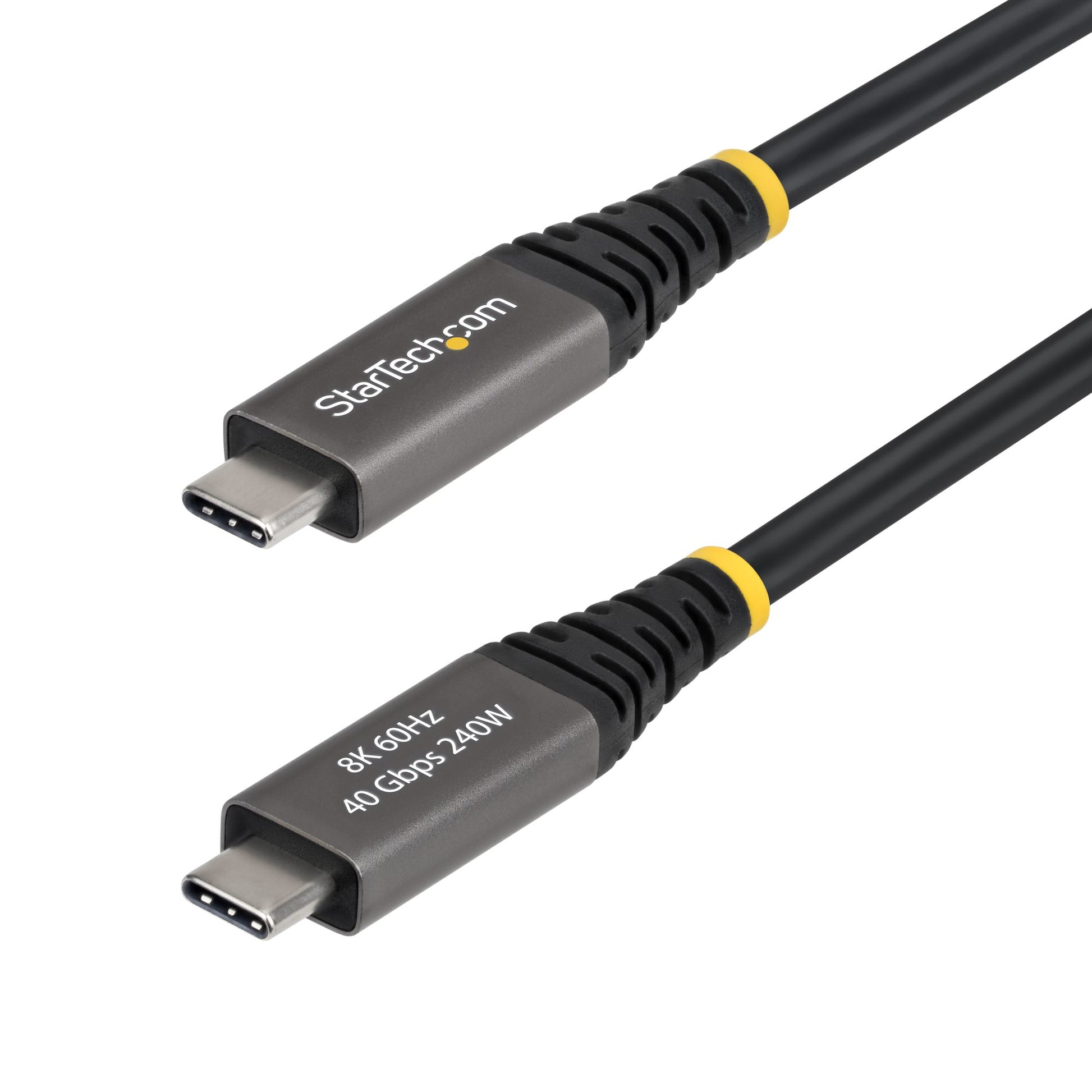 StarTech.com USB-C auf USB-C Kabel – USB4 40 Gbit/s – 2 m – PD 240 W – 8K/60 – Aktiv, TPE-Mantel – Schwarz