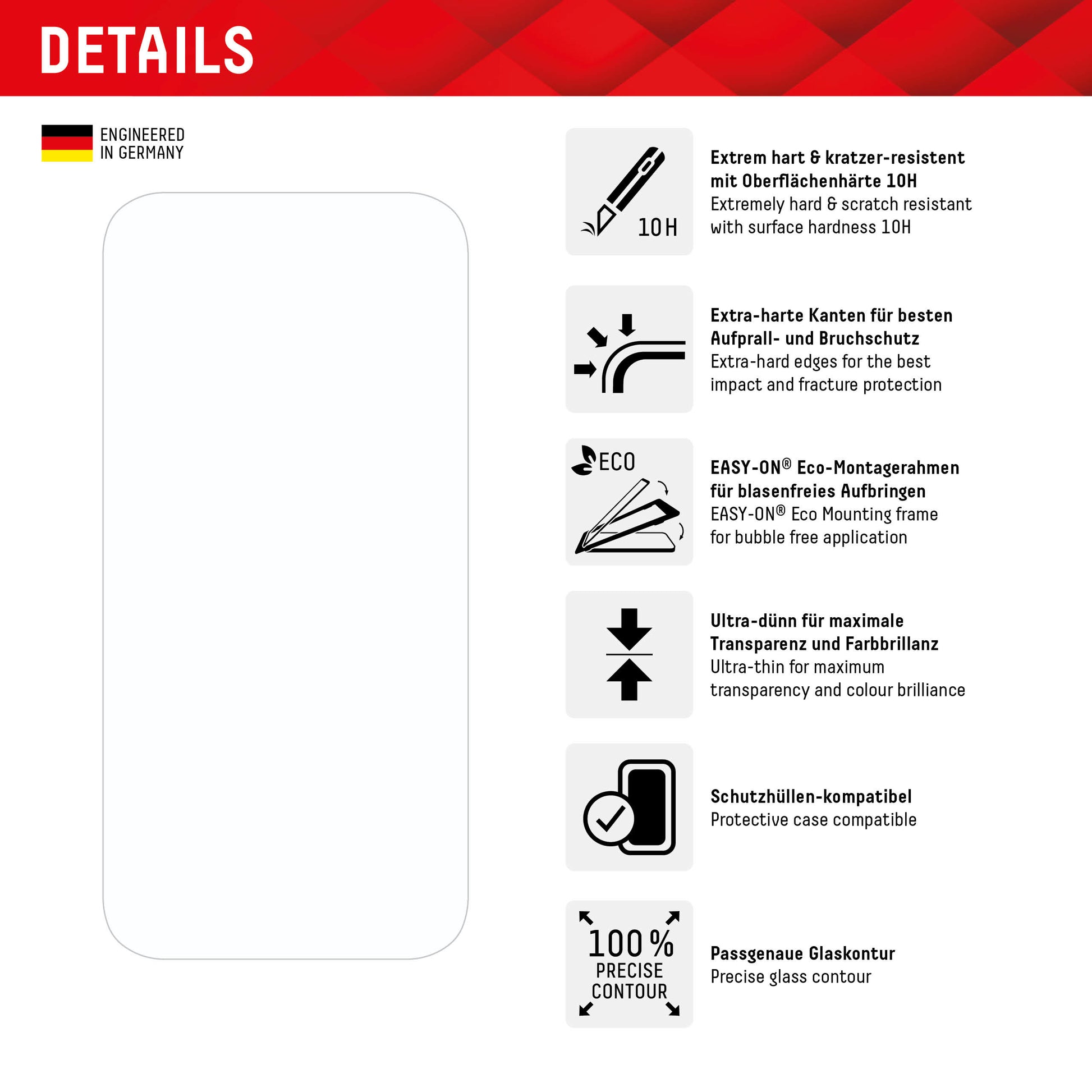 EVI Displex Real Glass Schutzhülle – iPhone 15, Transparent