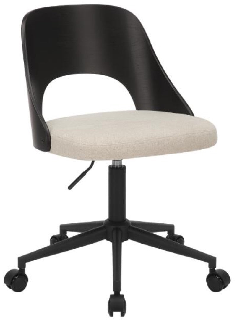 Actona AC Design Bürostuhl Lucy – schwarz/weiss, Holzrücken