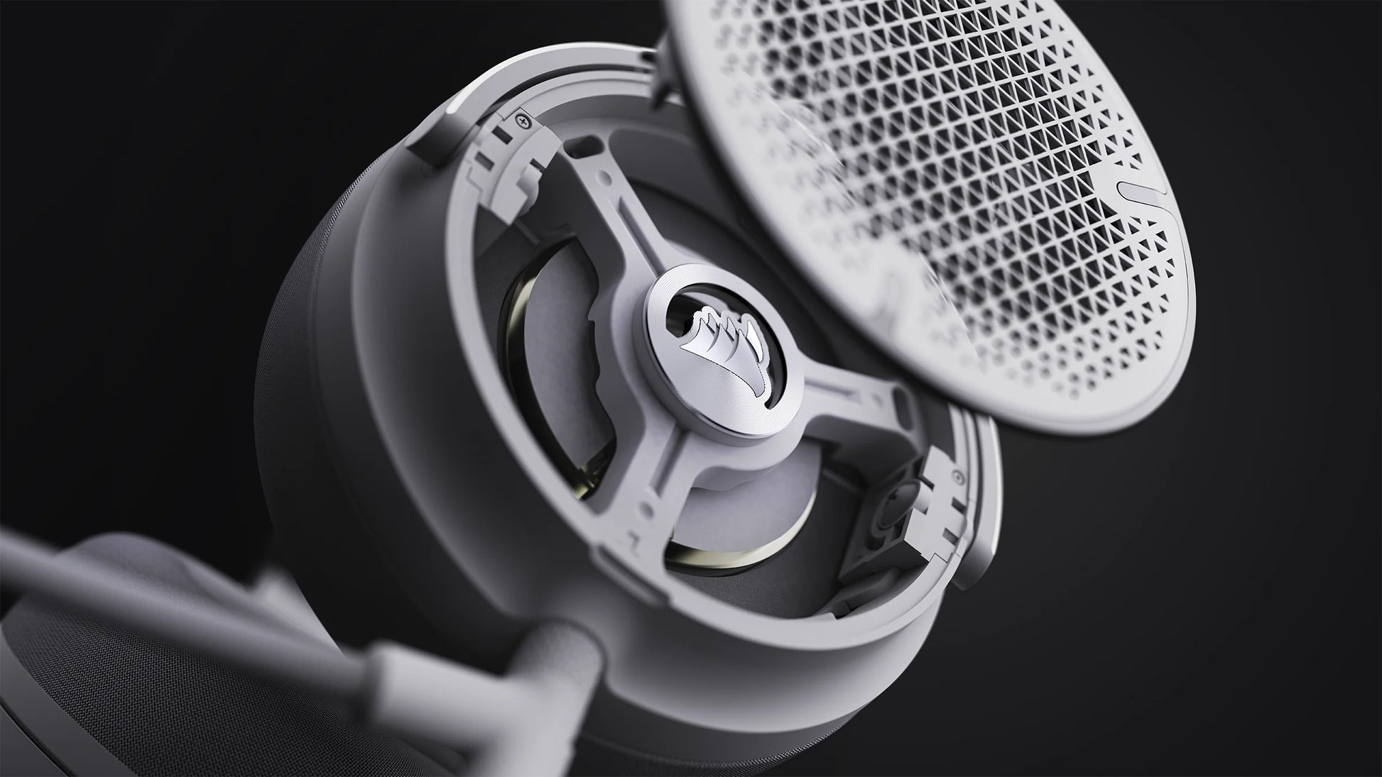 Corsair Virtuoso Pro – Duo Headset, Over-Ear – 3,5 mm Klinke, abnehmbares Mikrofon – Weiss – für PC