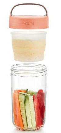 Lékué Lunchbecher To Go 600 ml, Ø 9,2 × 18,8 cm, Tritan, Koralle