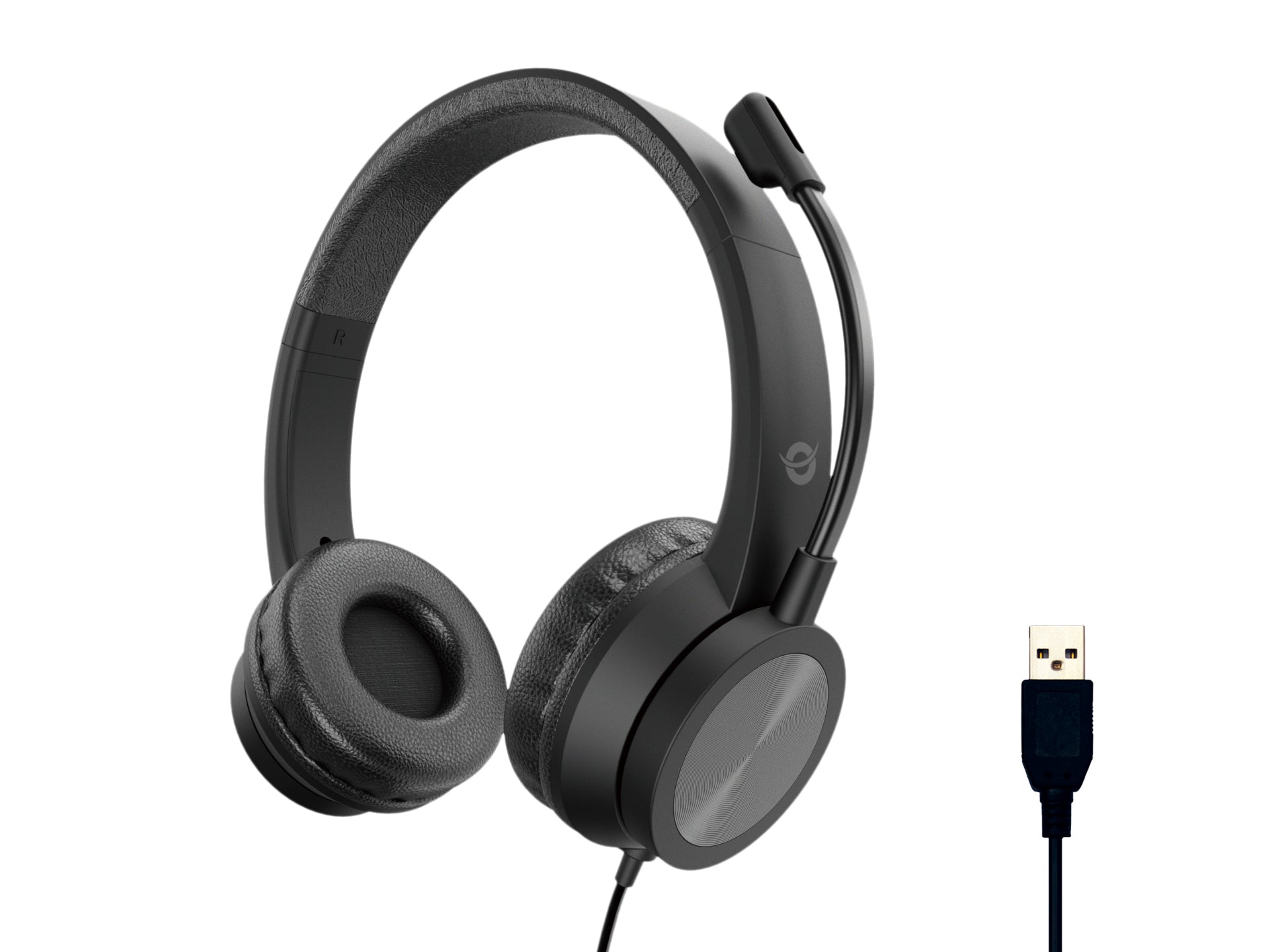 Conceptronic POLONA05B Office-Headset – Over-Ear, Stereo, Kabel (USB-A), Schwarz
