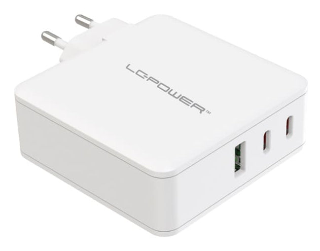 LC-Power LC-GAN-100 Ladegerät – 100 W, 2× USB-C + 1× USB-A, PD, GaN – für USB-C-Geräte