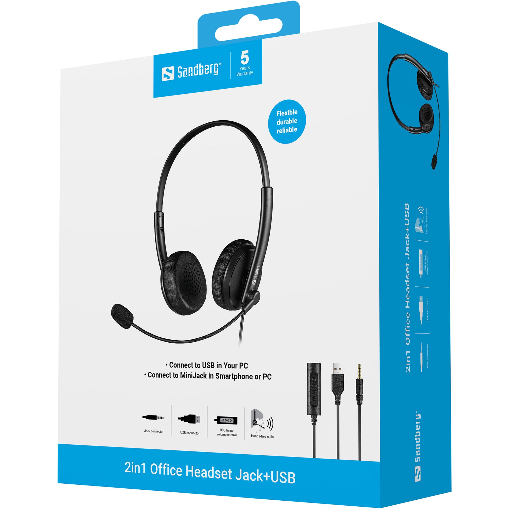 Sandberg 2-in-1 Office Headset – 3,5 mm / USB