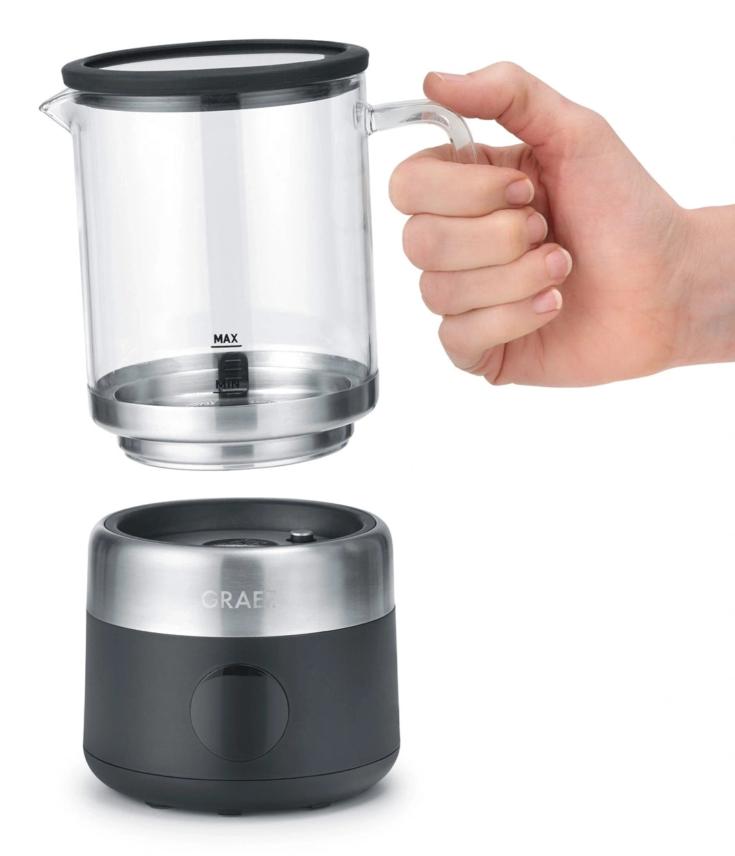 Graef Milchaufschäumer MS802 – 400 ml, 600 W, spülmaschinenfest – schwarz/edelstahl