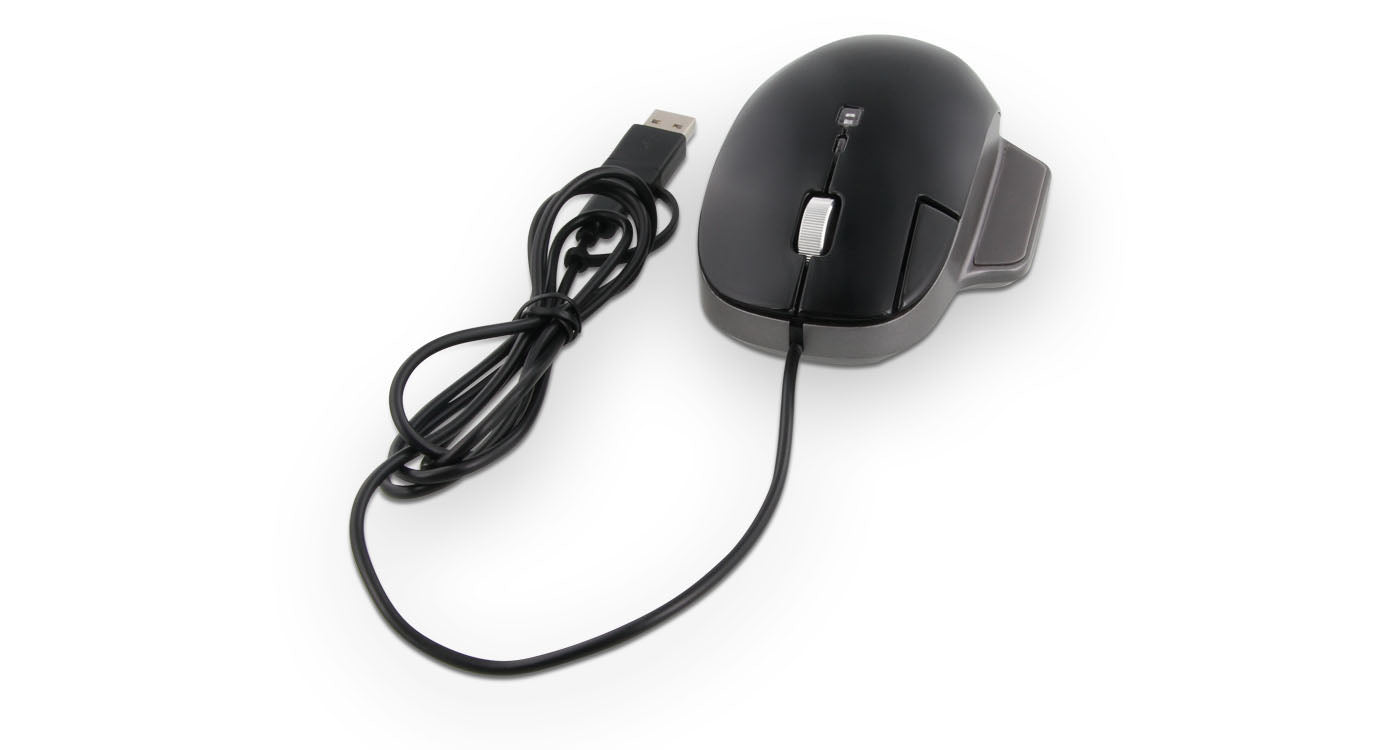 LMP Elite Pro Alu Design Maus – kabelgebunden, USB-C, für Rechtshänder, umschaltbare DPI, schwarz/grau