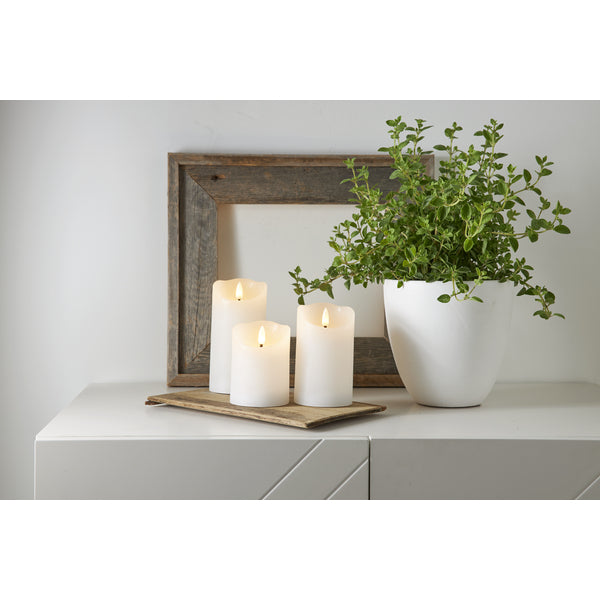 Star Trading LED-Säulenkerze – Ø 7,5 × 10 cm – Wachs, weiss