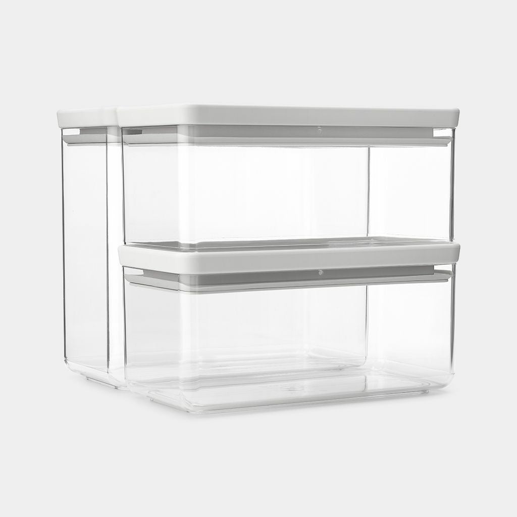 Brabantia Vorratsdose 3er-Set, 3,5 l + 1,5 l + 1,5 l, Kunststoff, transparent/hellgrau