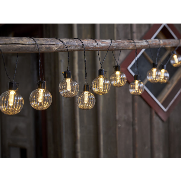 Star Trading Lichterkette – 30 lm, 0,5 W – Warmweiss, 2500 K – IP44 – Netzbetrieb – Schwarz, Kunststoff