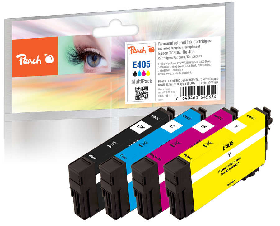 Peach T05G6 Tintenpatronen-Multipack, 4er-Set (Kompatibel) – für Epson WorkForce Pro WF-3800