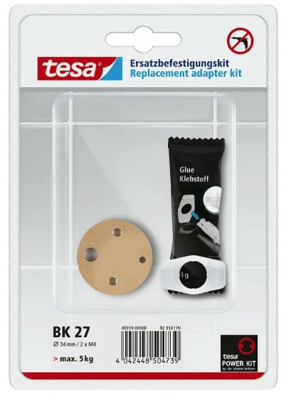 TESA Klebehaken Ersatzbefestigungskit BK27 – 5 kg Tragkraft, 3,4×3,4×0,4 cm, Kupfer, 5er-Set