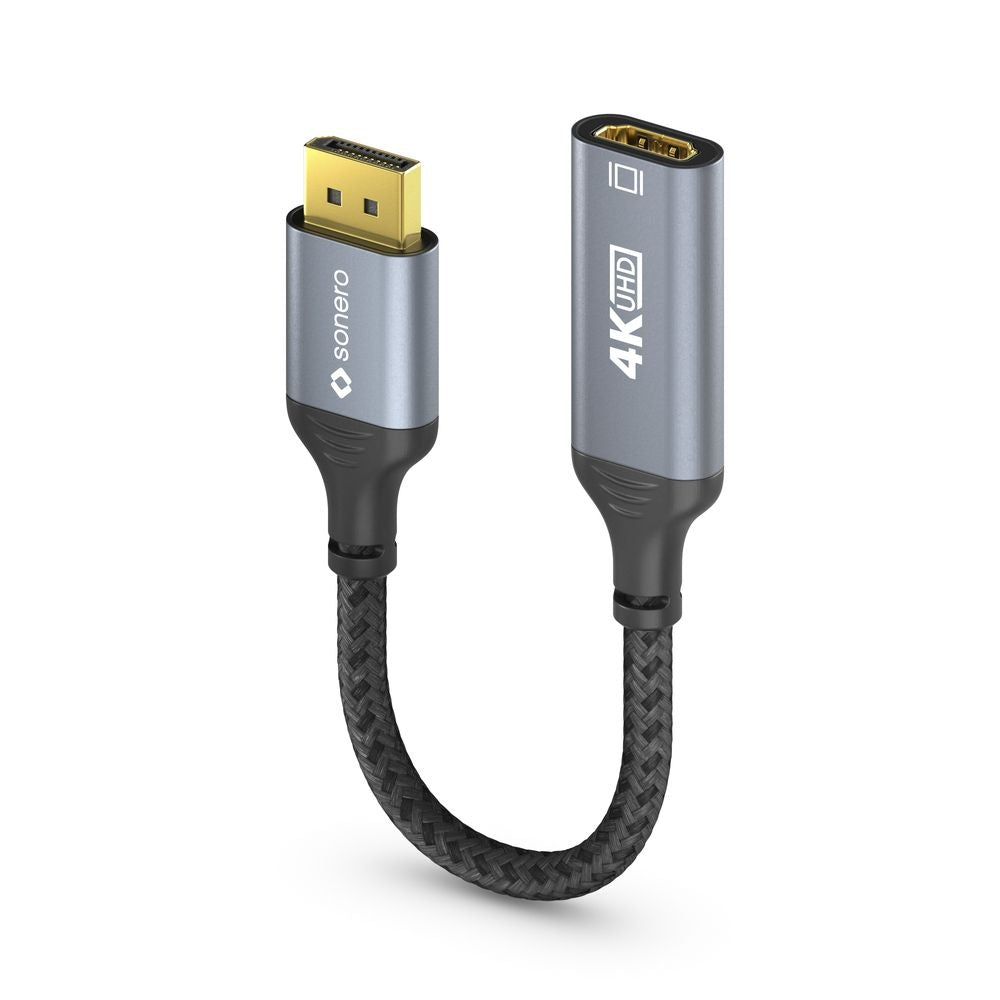 Sonero – DisplayPort (Stecker) auf HDMI (Buchse) Adapter, DP 1.2, HDMI 2.0, 4K@60 Hz, 20 cm, HDR