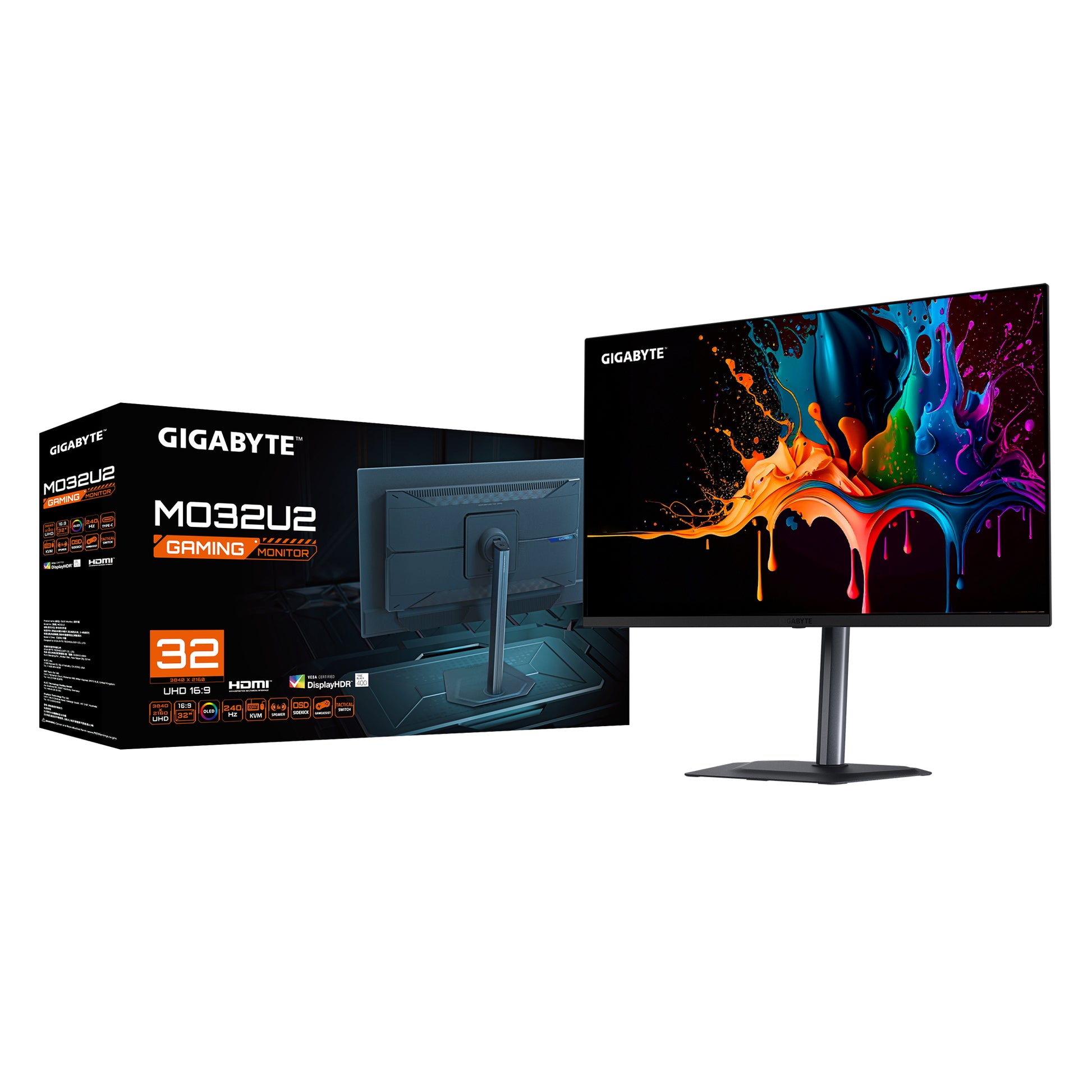 GIGABYTE MO32U2 – 31,5", 3840 × 2160 (4K), OLED, 240 Hz, USB-C 18 W, DisplayHDR 400