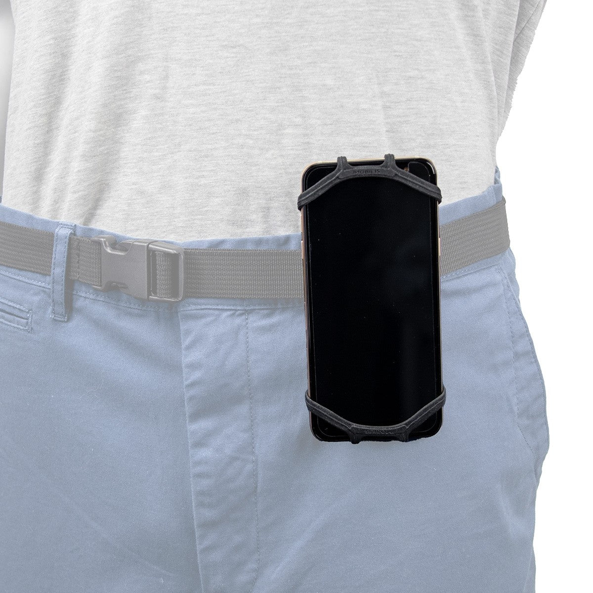 Mobilis 001359 – Gürtelclip, Silikon, drehbar 90° – für Gürtel – Schwarz