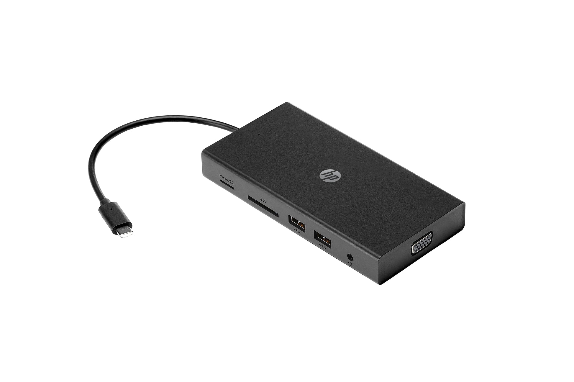 HP Multiport-Adapter – USB-C, 1× VGA, 2× USB-A, SD/microSD, 3,5 mm Audio, für Windows/Chrome OS