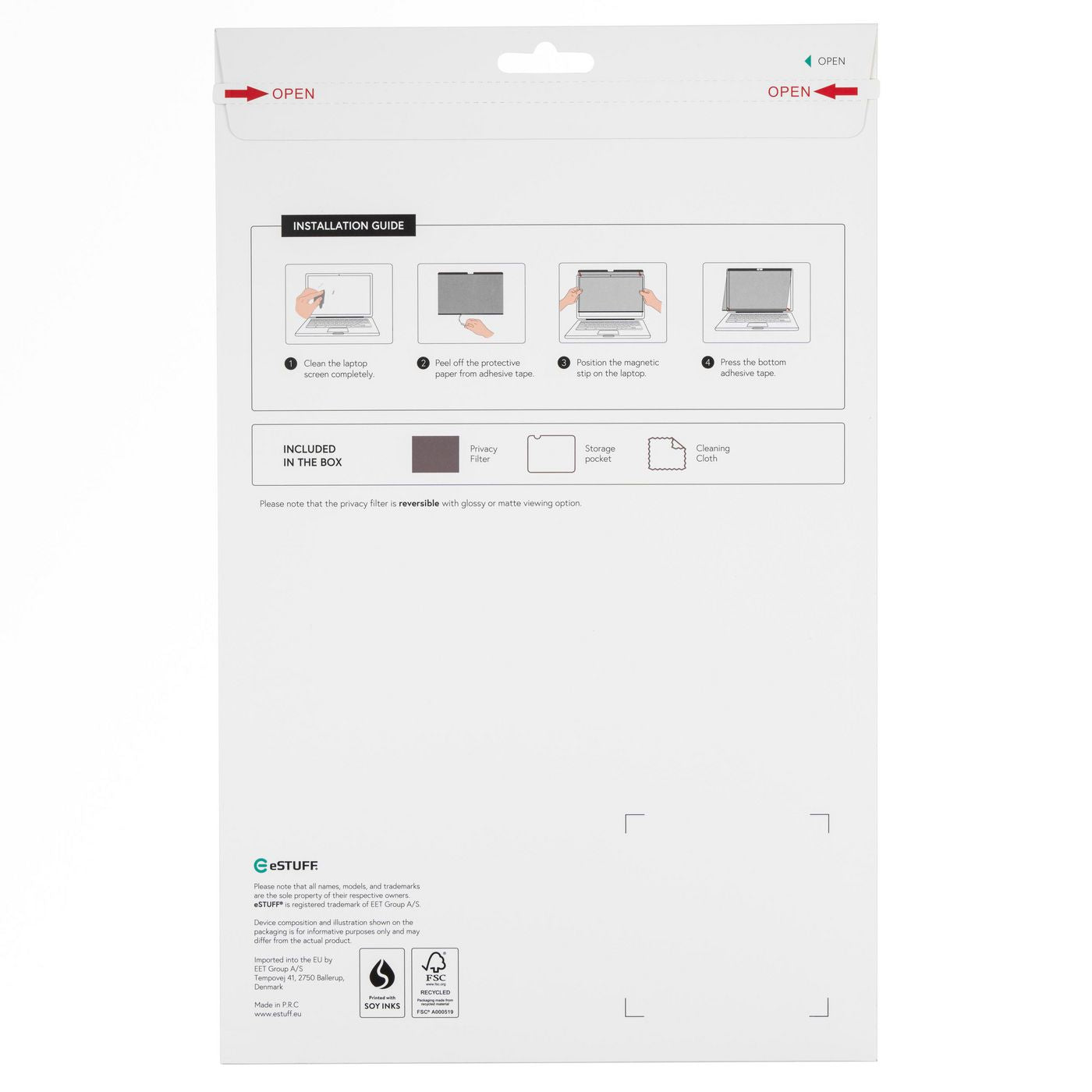 eSTUFF Displayschutz für 16" (16:10, 354×229 mm)