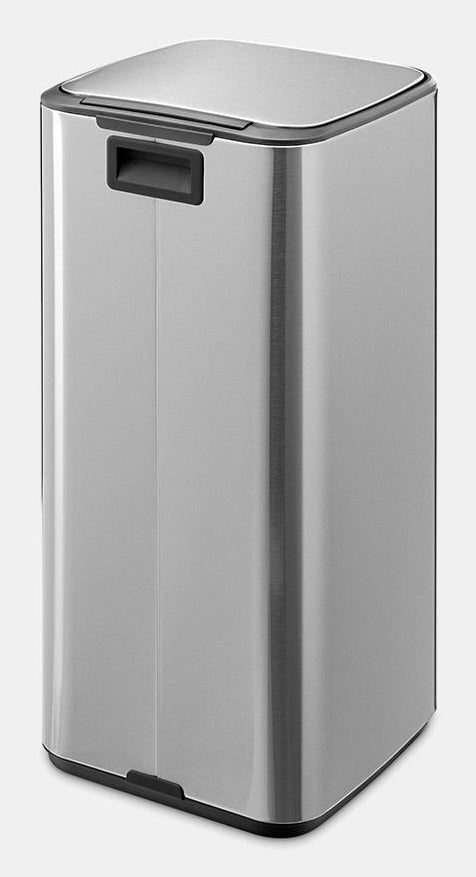 Brabantia Papierkorb Bo – 30 l – mit Deckel – Stahl, silber matt – B × H 288 × 647 mm